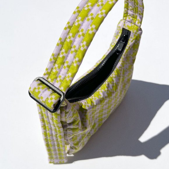 NWT Baggu Mini Nylon Shoulder Bag - Pink Pistachio Pixel Gingham - Picture 3 of 4